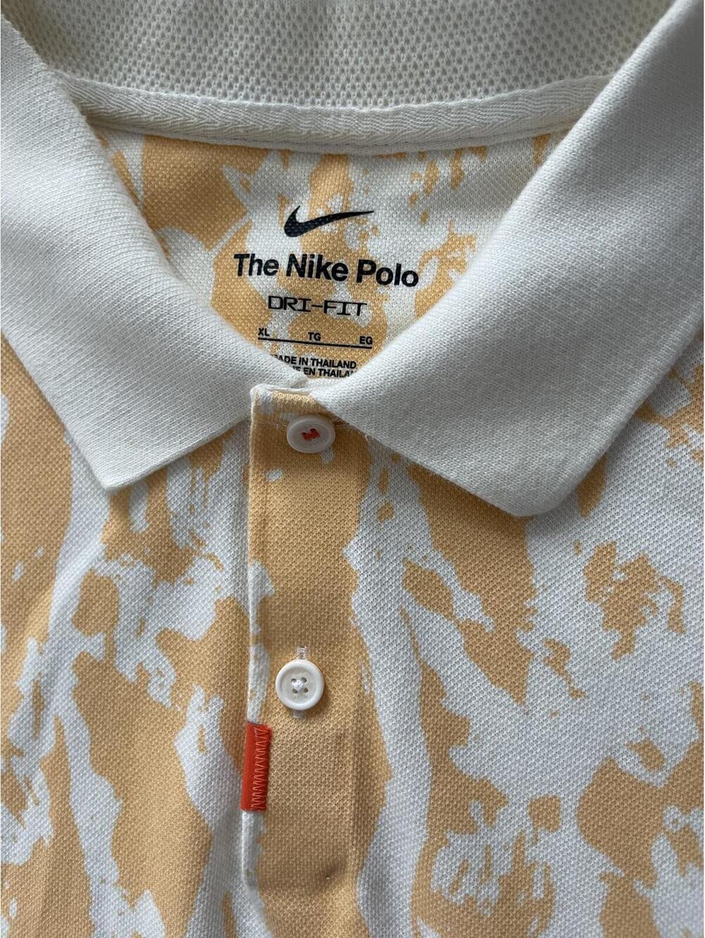 Nike Dri-FIT Polo XL CU9541-714 Cream Tan Abstract Print Golf Shirt